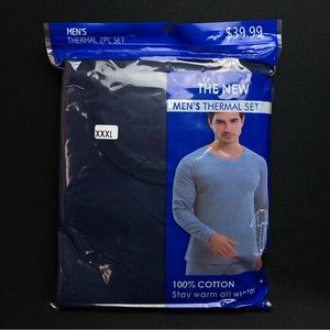 XXXL Men’s Thermal Set 100% Cotton Fleece Lined Underwear Top & Bottom Set